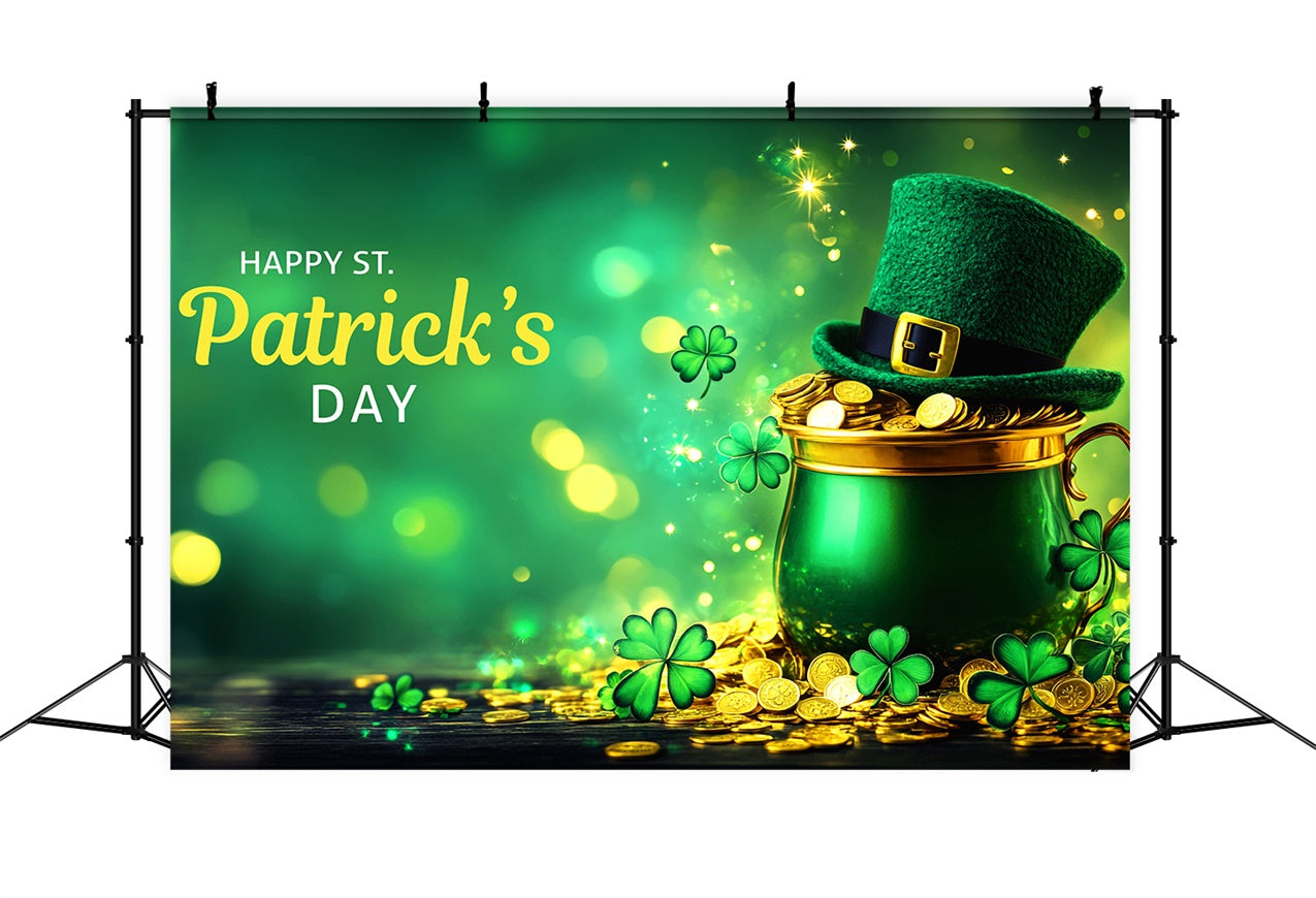 St Patrick's Day Backdrop Festive Clover Golden Coins Backdrop LXX1-44