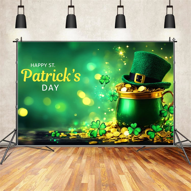 St Patrick's Day Backdrop Festive Clover Golden Coins Backdrop LXX1-44