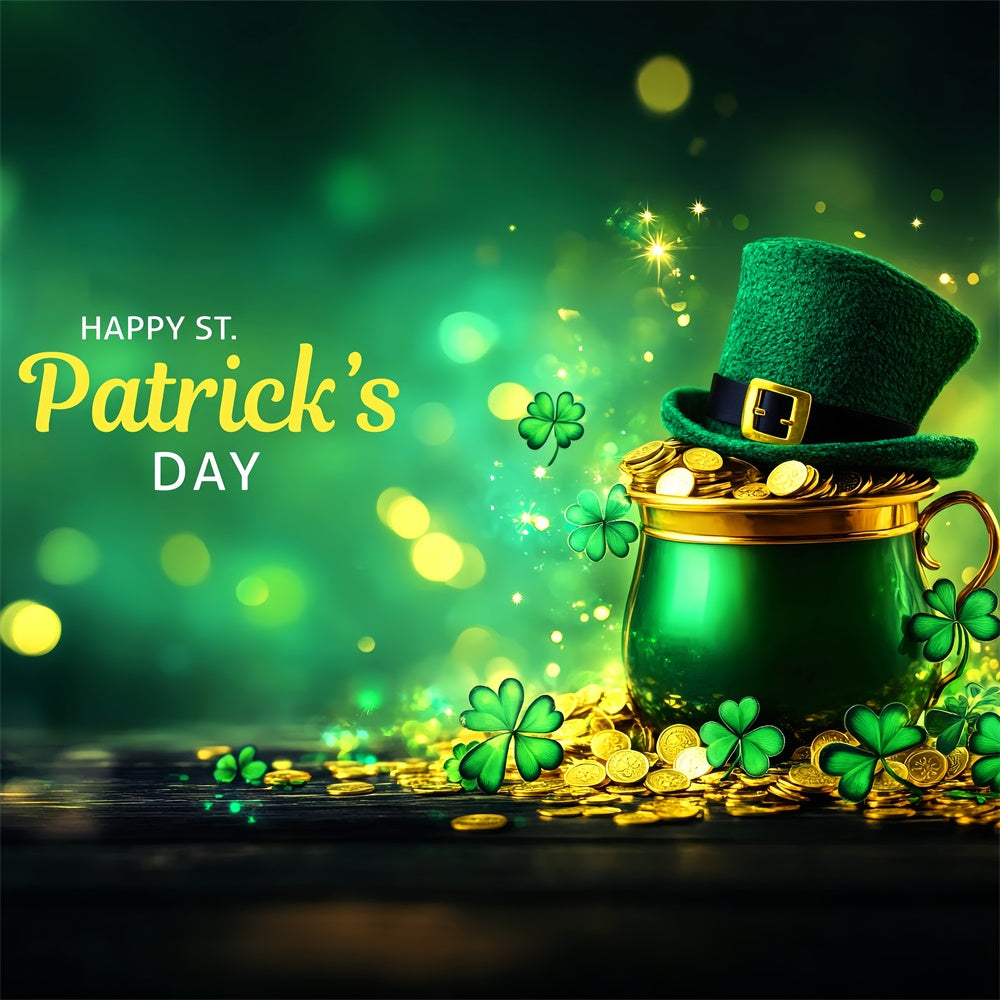 St Patrick's Day Backdrop Festive Clover Golden Coins Backdrop LXX1-44