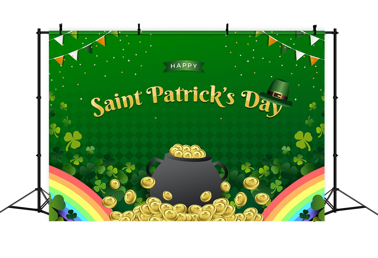 St Patricks Day Photo Backdrop Golden Coins Shamrock Backdrop LXX1-46