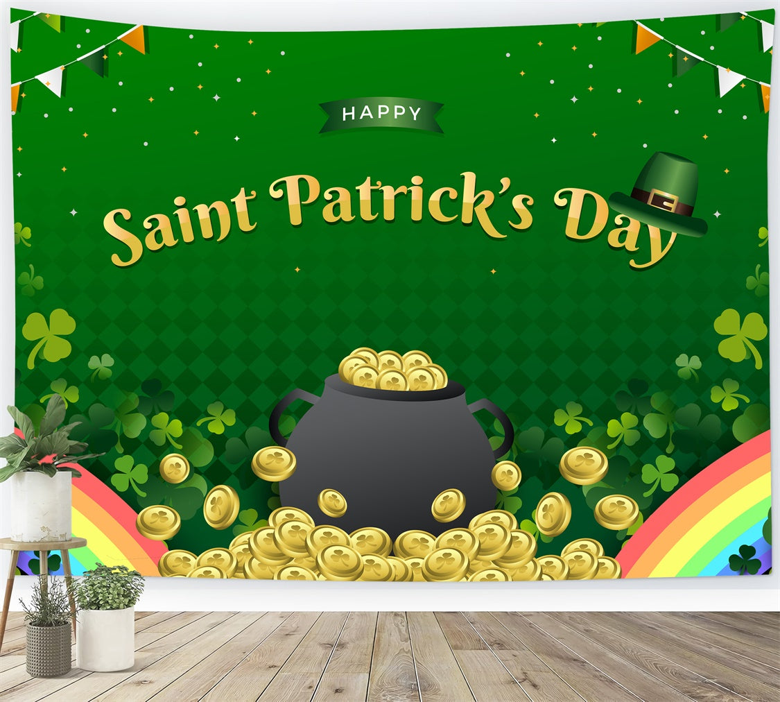 St Patricks Day Photo Backdrop Golden Coins Shamrock Backdrop LXX1-46