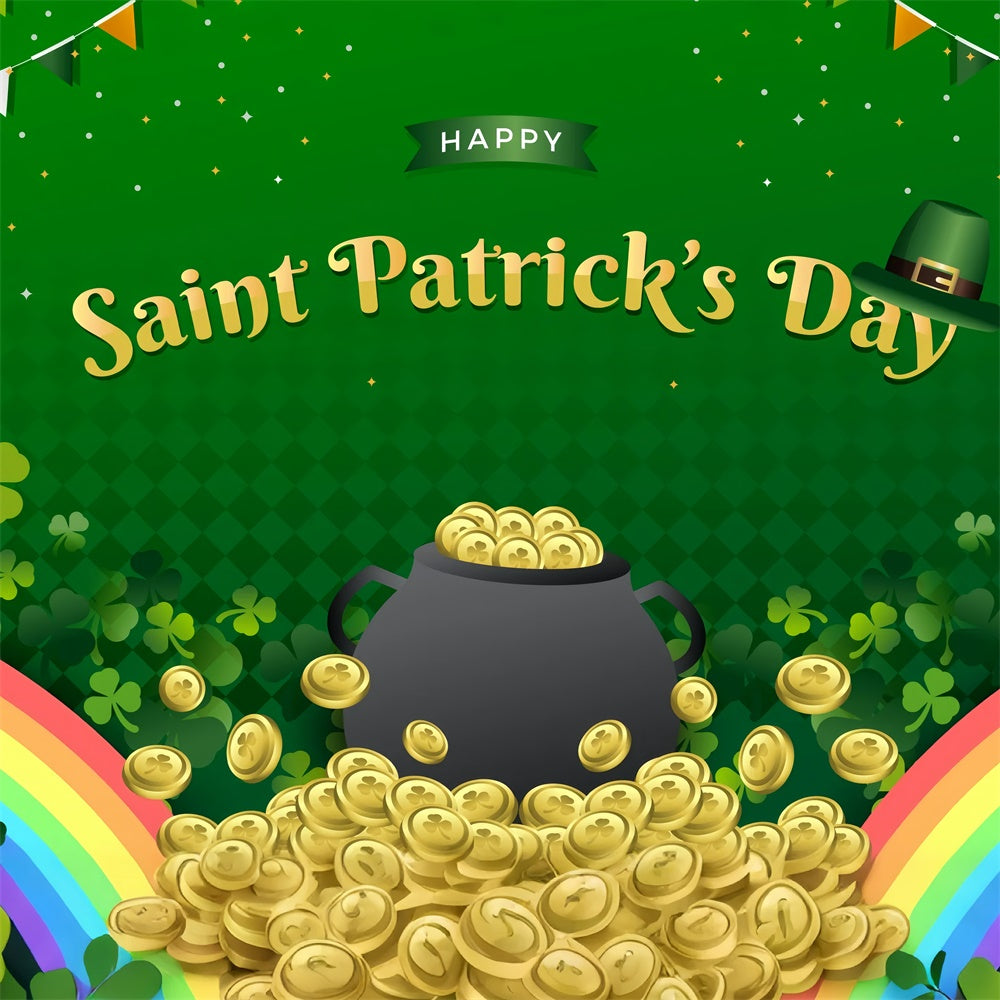 St Patricks Day Photo Backdrop Golden Coins Shamrock Backdrop LXX1-46