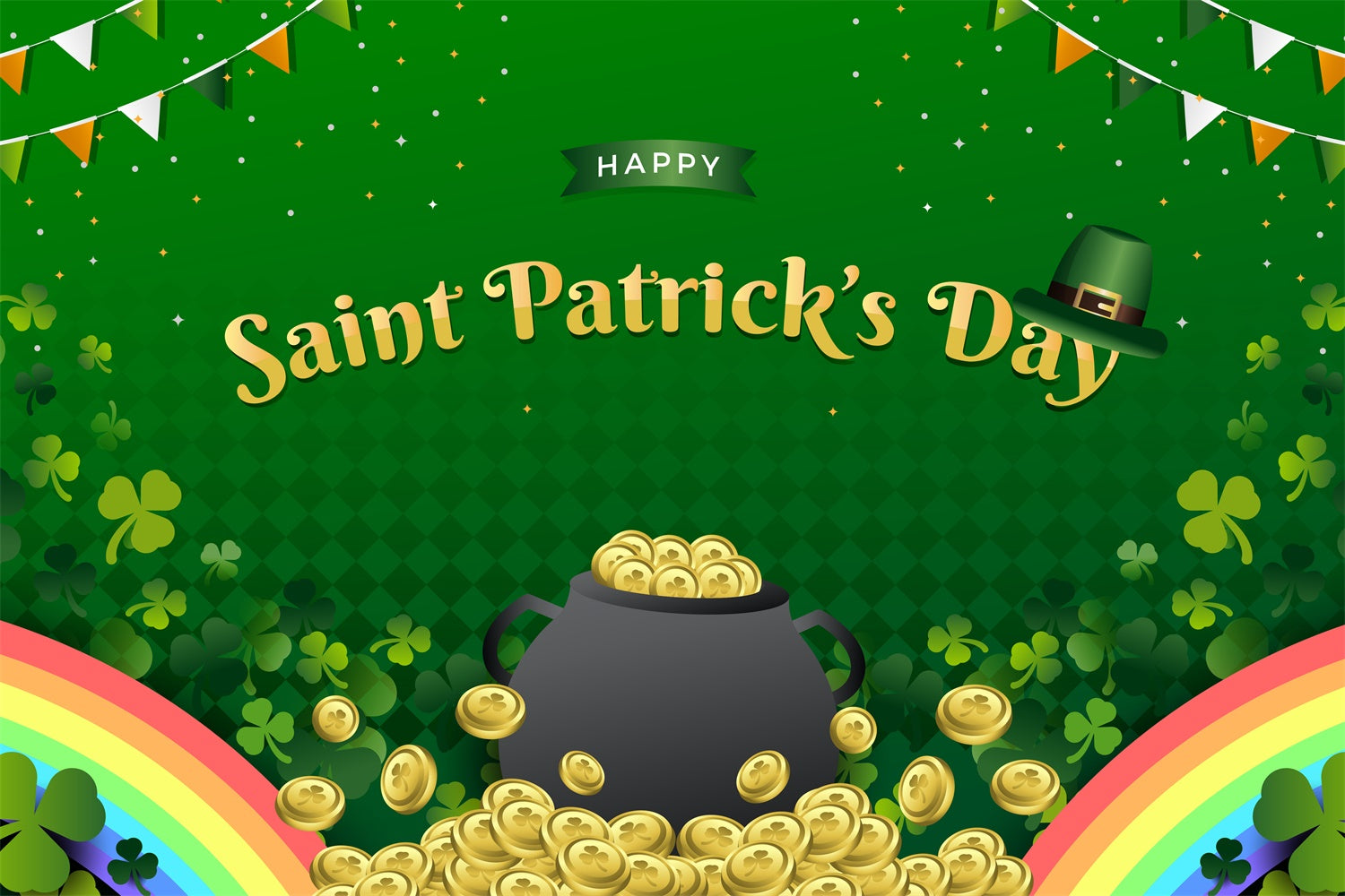 St Patricks Day Photo Backdrop Golden Coins Shamrock Backdrop LXX1-46