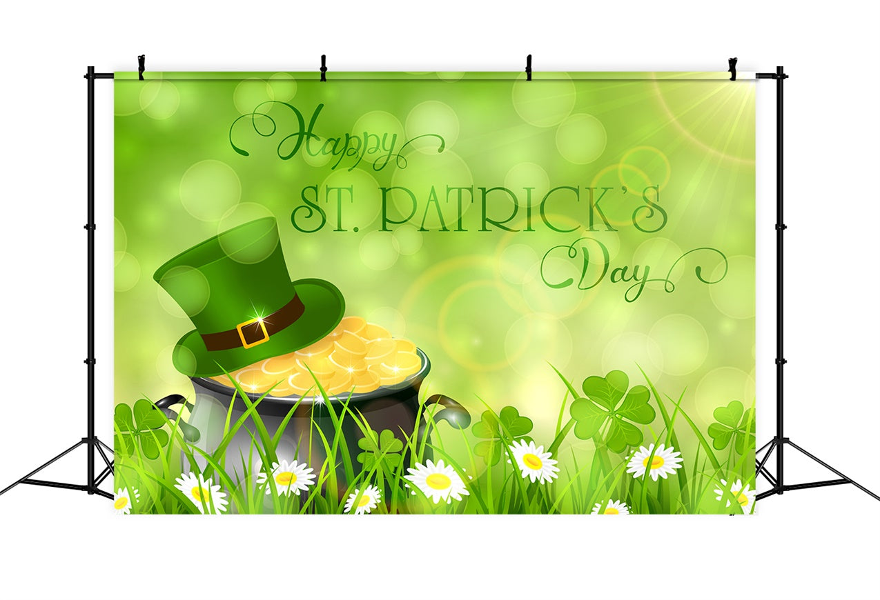 St Patrick's Backdrop Shamrock Grassfield Sunshine Coins Backdrop LXX1-47