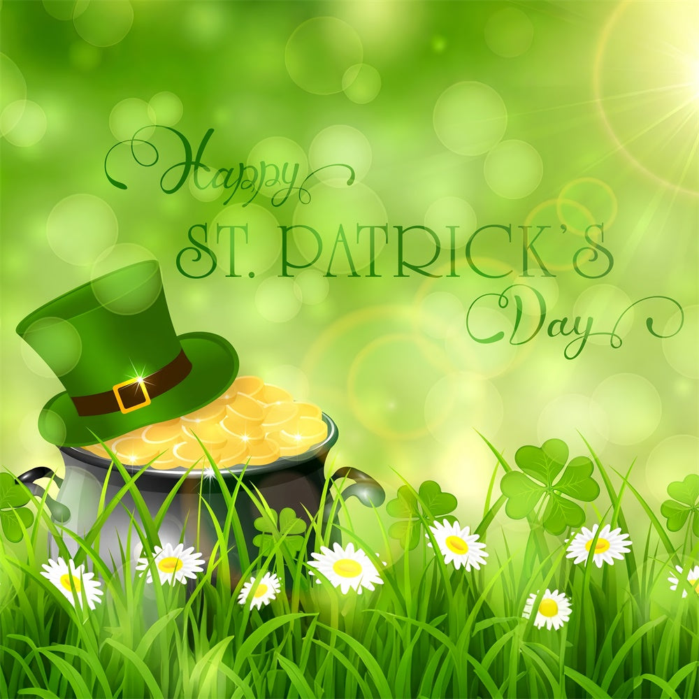 St Patrick's Backdrop Shamrock Grassfield Sunshine Coins Backdrop LXX1-47