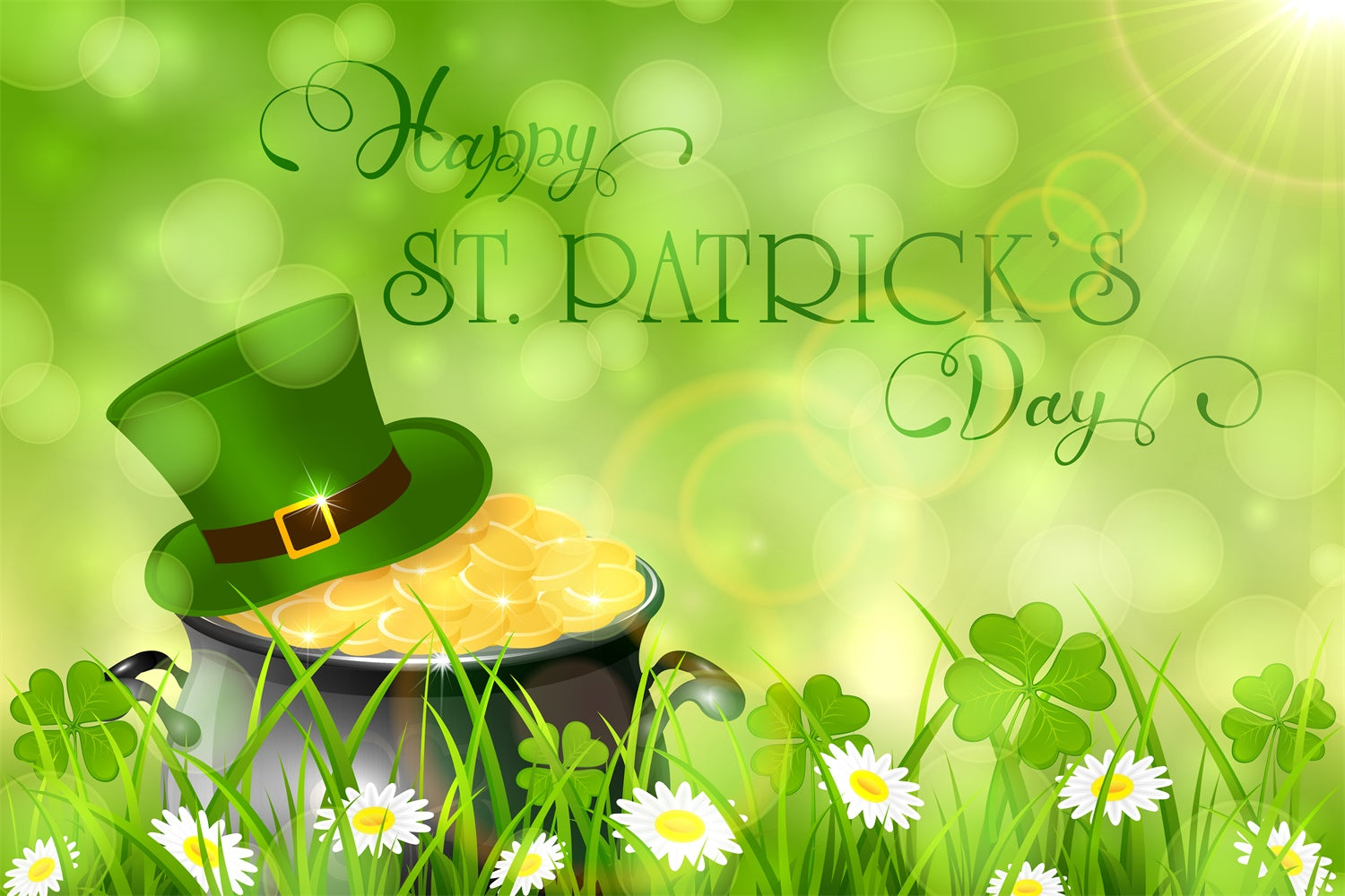 St Patrick's Backdrop Shamrock Grassfield Sunshine Coins Backdrop LXX1-47