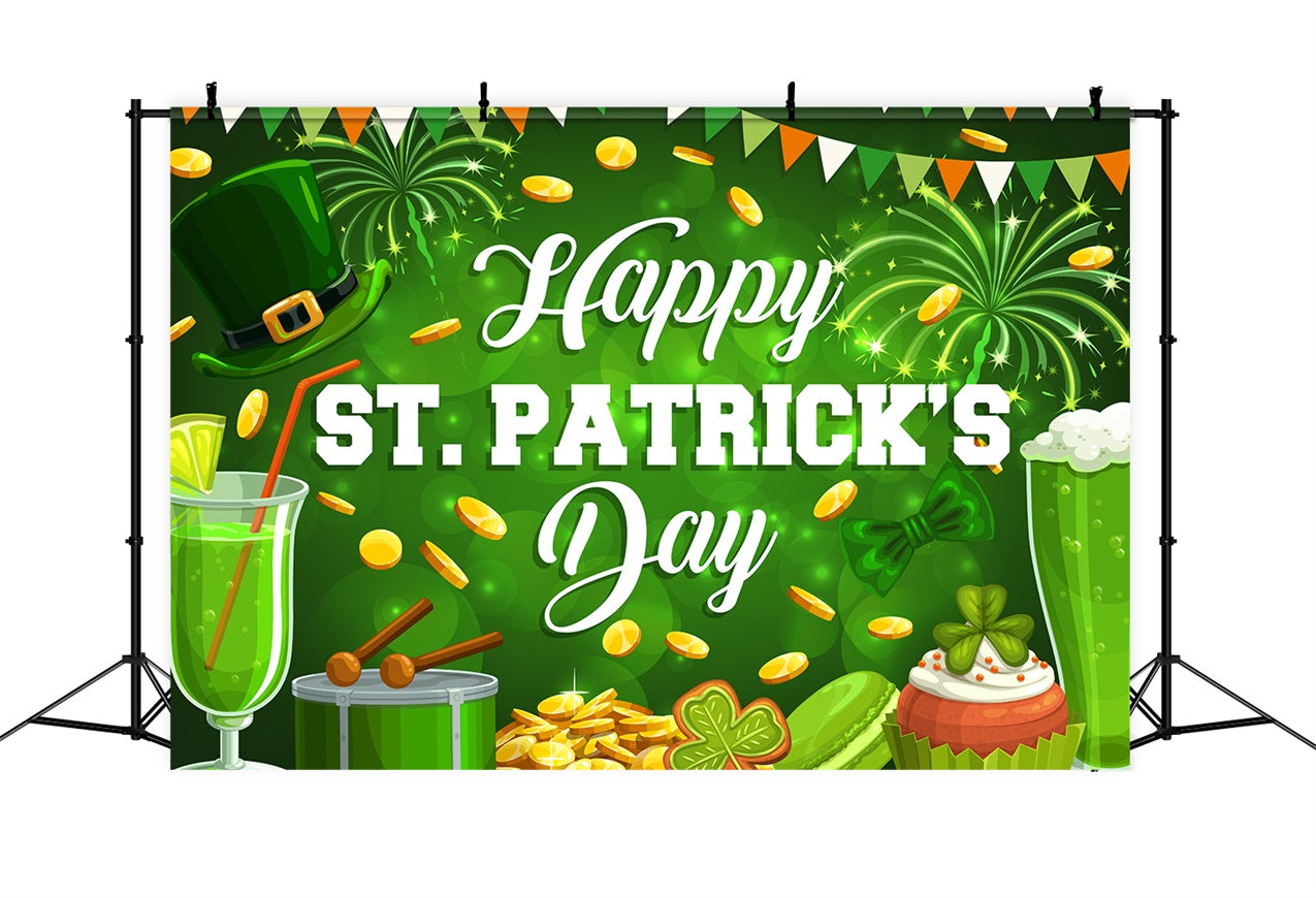 St Patrick Backdrop Festive Green Dessert Coins Backdrop LXX1-48