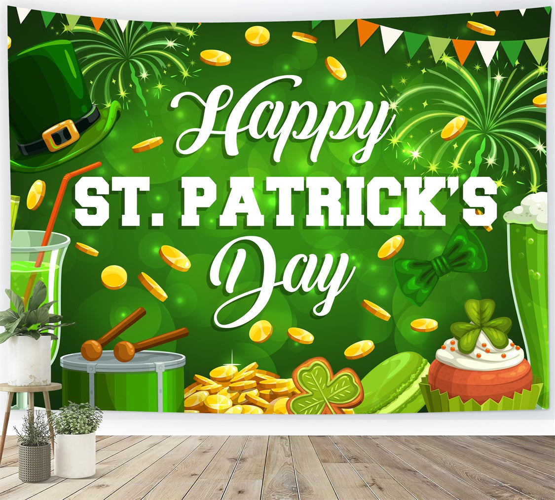 St Patrick Backdrop Festive Green Dessert Coins Backdrop LXX1-48