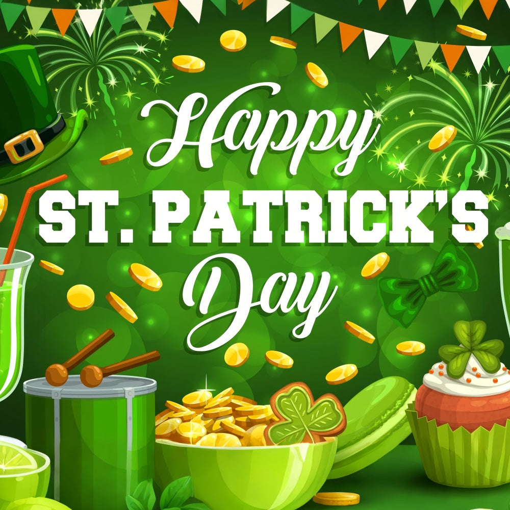 St Patrick Backdrop Festive Green Dessert Coins Backdrop LXX1-48