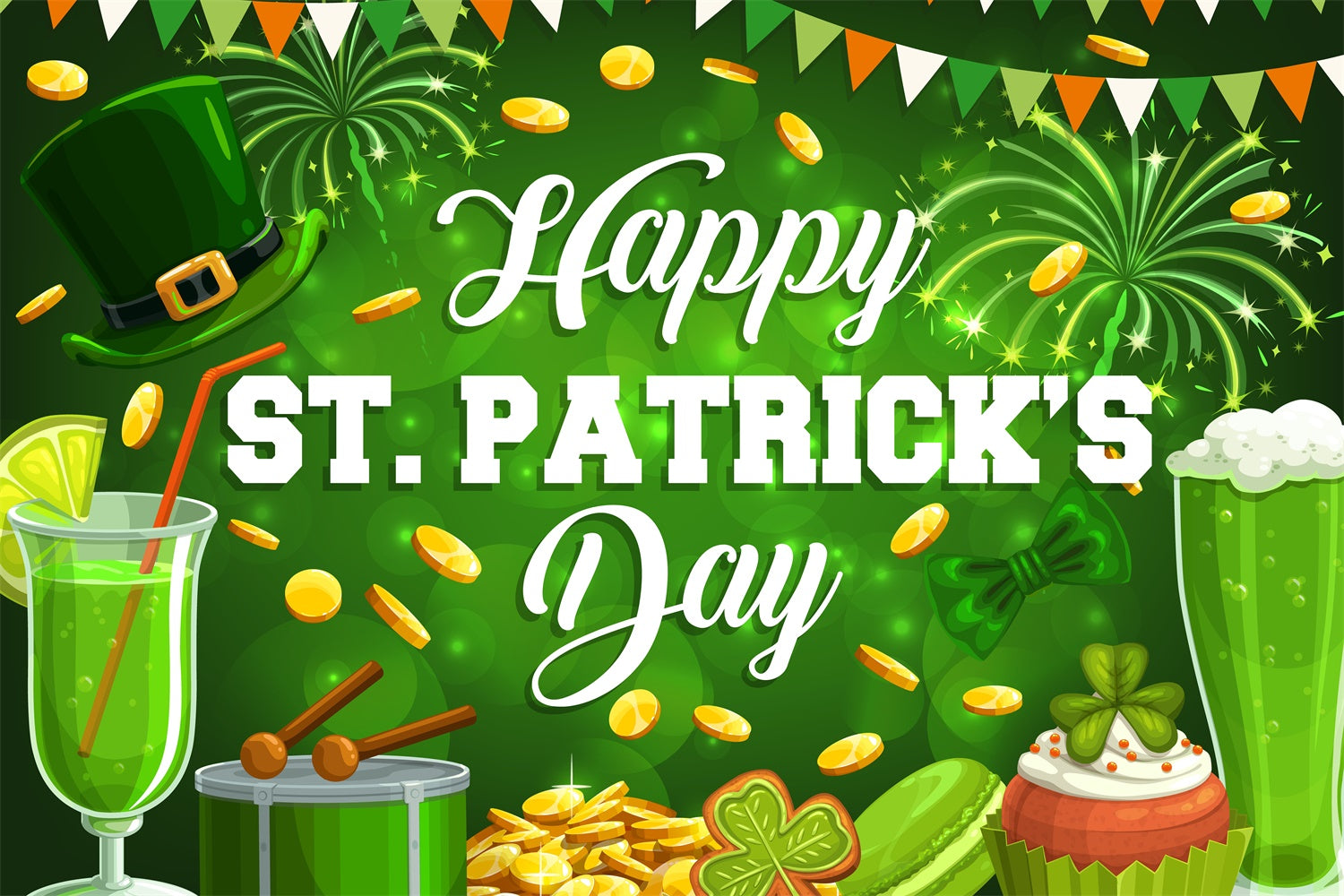 St Patrick Backdrop Festive Green Dessert Coins Backdrop LXX1-48