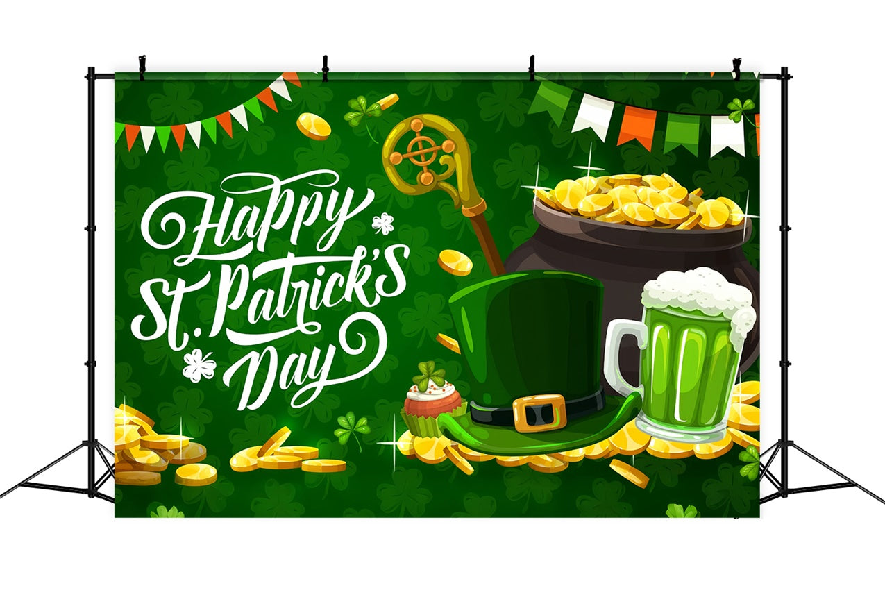 St Patricks Day Photo Backdrop Hat Golden Coins Backdrop LXX1-52