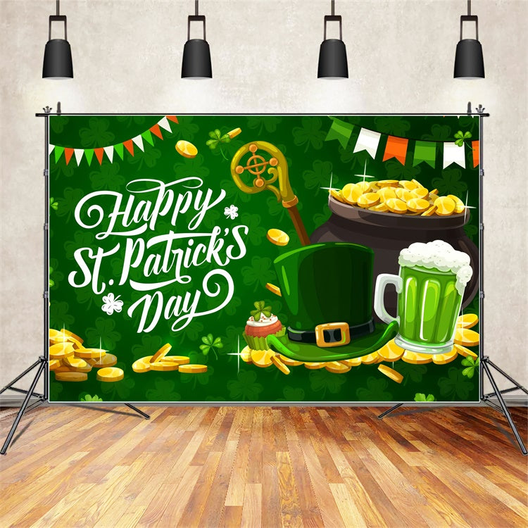 St Patricks Day Photo Backdrop Hat Golden Coins Backdrop LXX1-52