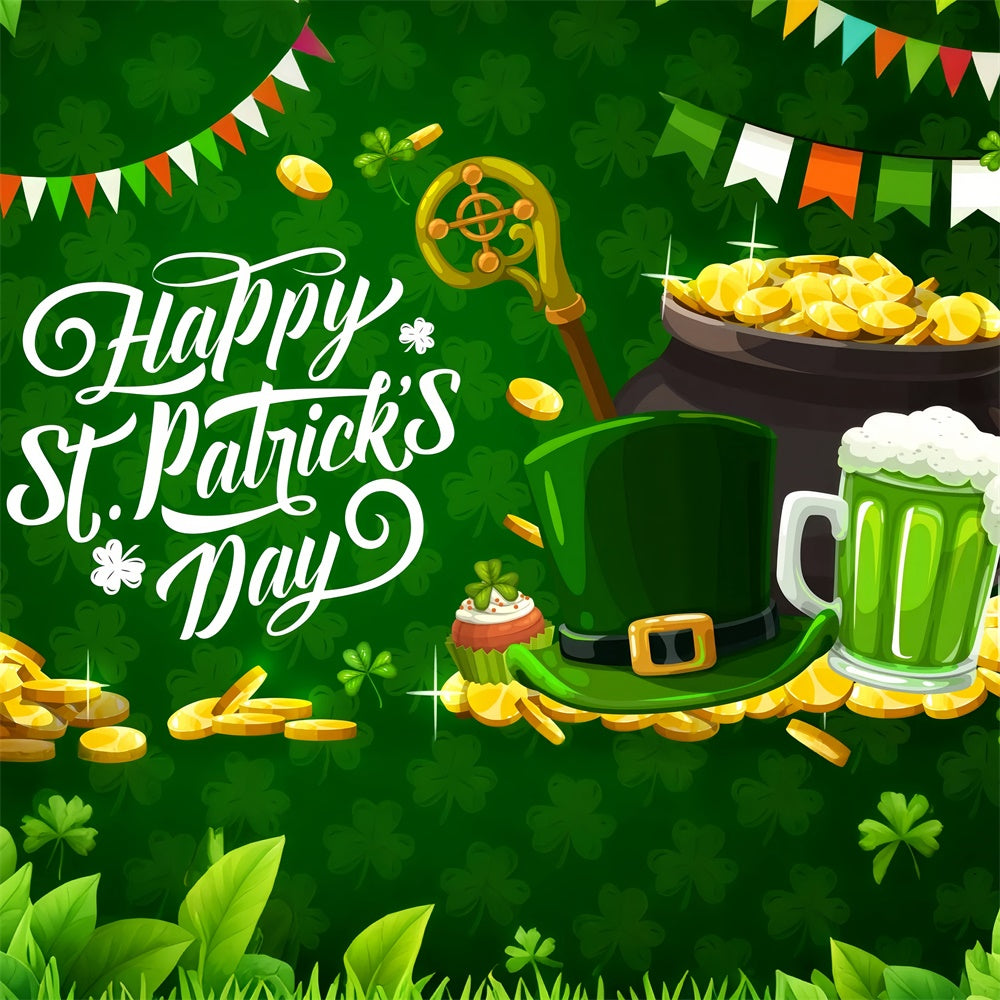 St Patricks Day Photo Backdrop Hat Golden Coins Backdrop LXX1-52