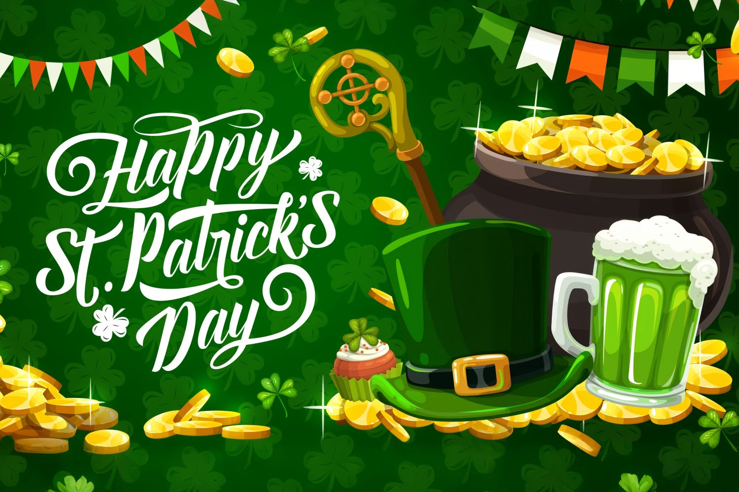 St Patricks Day Photo Backdrop Hat Golden Coins Backdrop LXX1-52