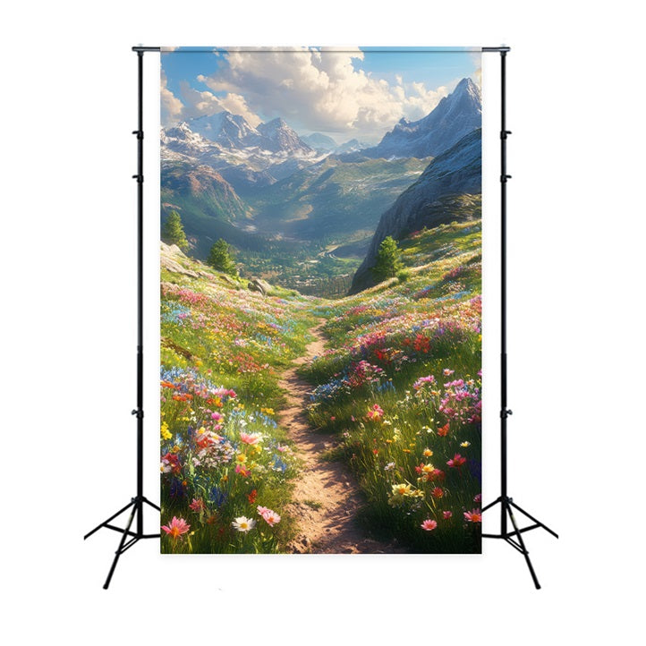 Spring Backdrop Vibrant Valley Blooming Fields Backdrop LXX1-59