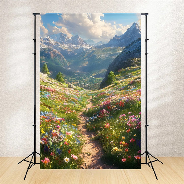 Spring Backdrop Vibrant Valley Blooming Fields Backdrop LXX1-59