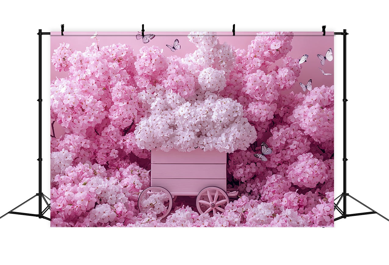 Spring Photography Backdrop Blushing Cherry Blossom Cart Backdrop LXX1-6