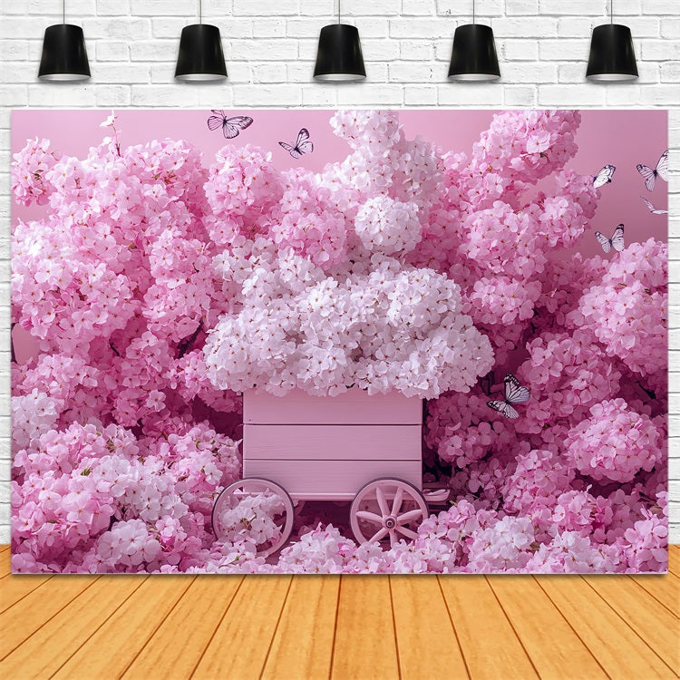 Spring Photography Backdrop Blushing Cherry Blossom Cart Backdrop LXX1-6