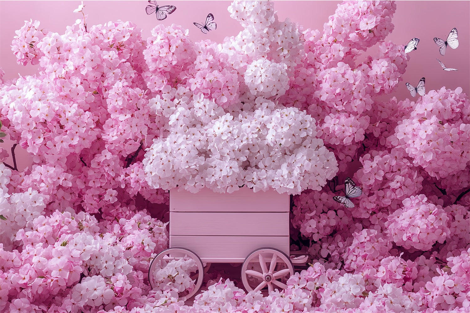 Spring Photography Backdrop Blushing Cherry Blossom Cart Backdrop LXX1-6