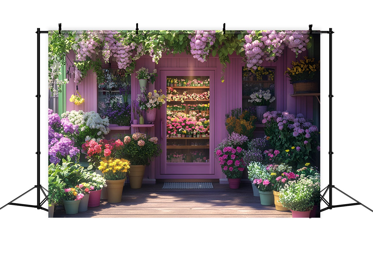 Backdrop Spring Purple Blooming Shop Entrance Backdrop LXX1-64