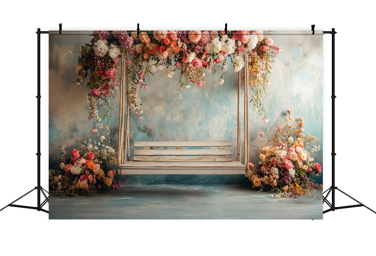 Spring Backdrop Ideas Rustic Swing Floral Backdrop LXX1-65