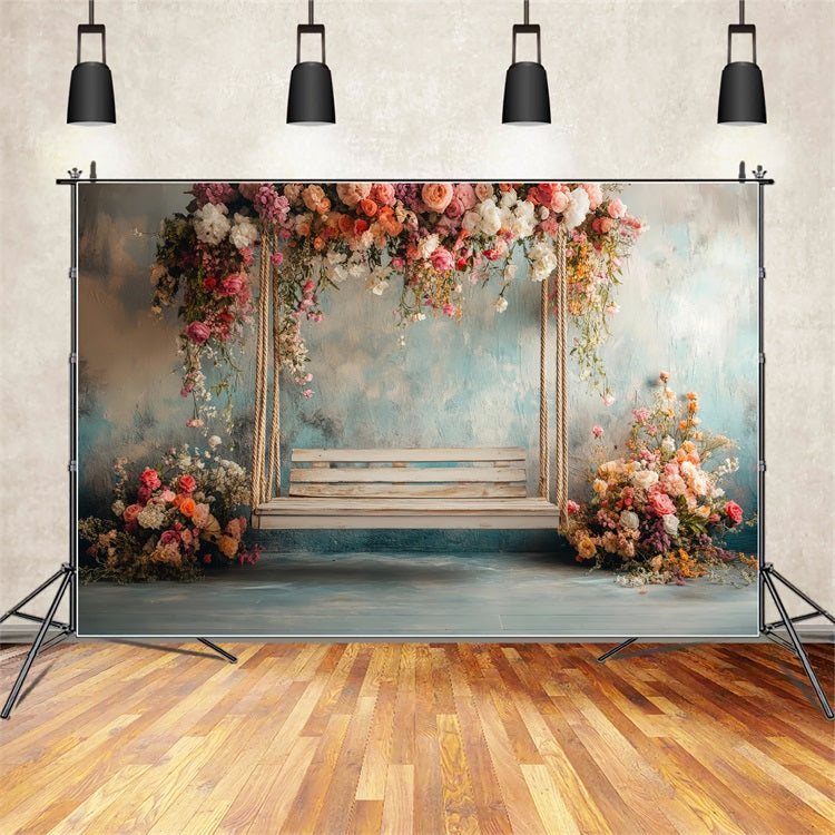 Spring Backdrop Ideas Rustic Swing Floral Backdrop LXX1-65