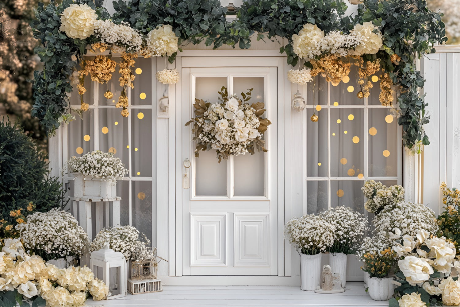 Spring Backdrops Ideas Festive Cottage Floral Display Backdrop LXX1-70