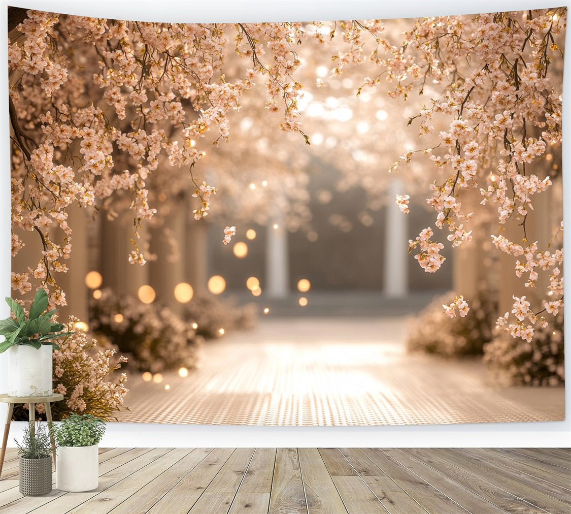 Spring Flower Backdrop Cherry Blossom Pathway Photography Backdrop LXX1-72