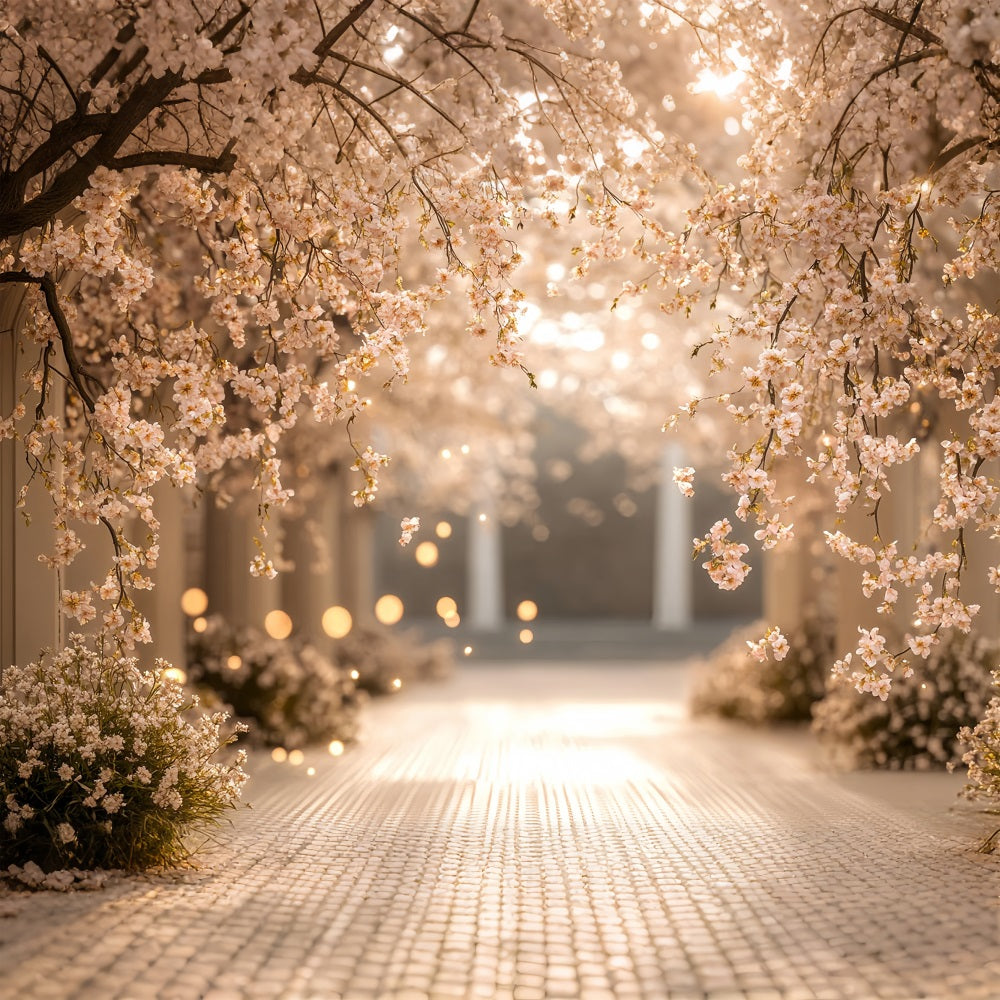 Spring Flower Backdrop Cherry Blossom Pathway Photography Backdrop LXX1-72