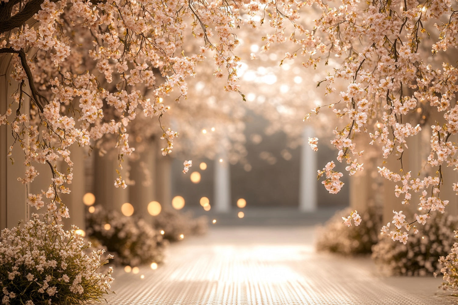 Spring Flower Backdrop Cherry Blossom Pathway Photography Backdrop LXX1-72