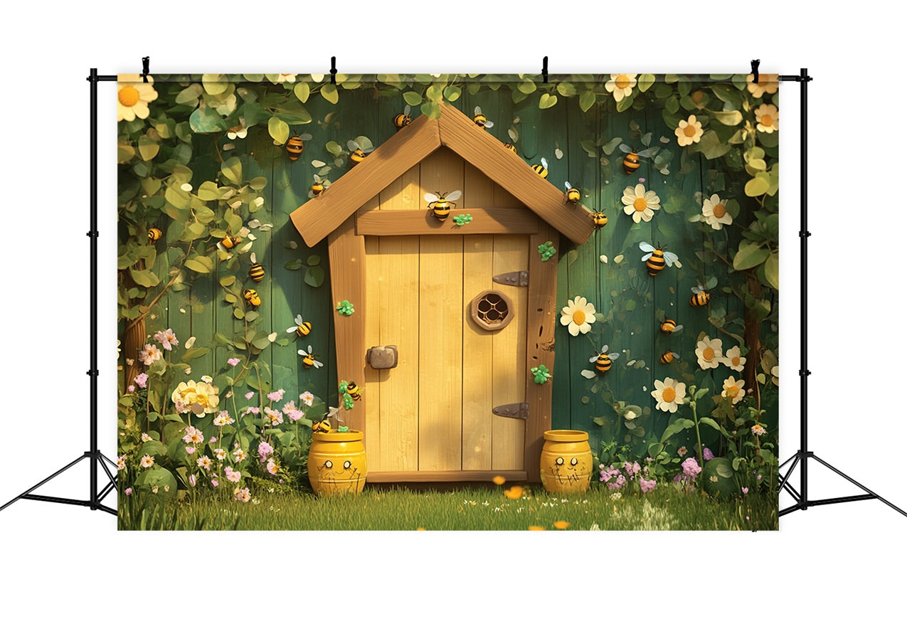 Photo Backdrop Spring Cottage Floral Bee Backdrop LXX1-73