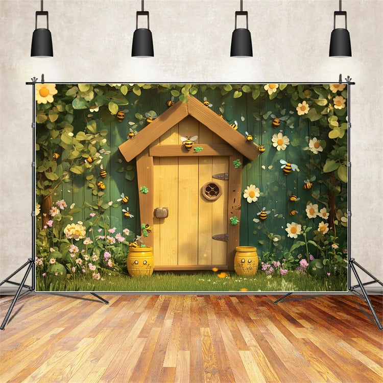 Photo Backdrop Spring Cottage Floral Bee Backdrop LXX1-73