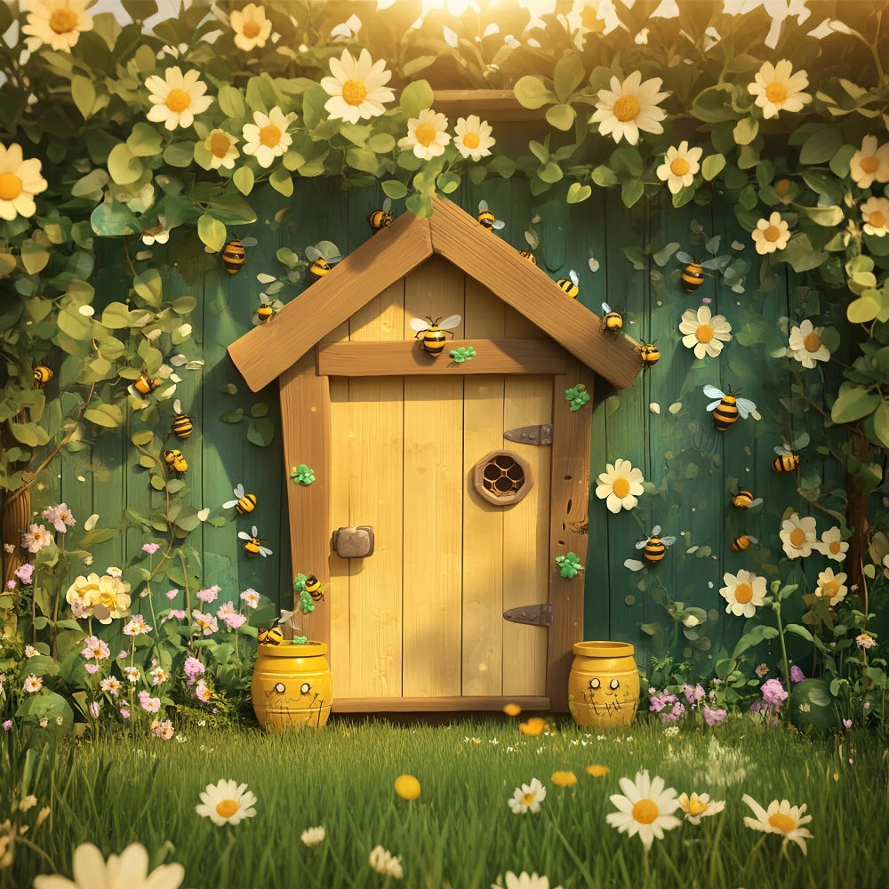 Photo Backdrop Spring Cottage Floral Bee Backdrop LXX1-73