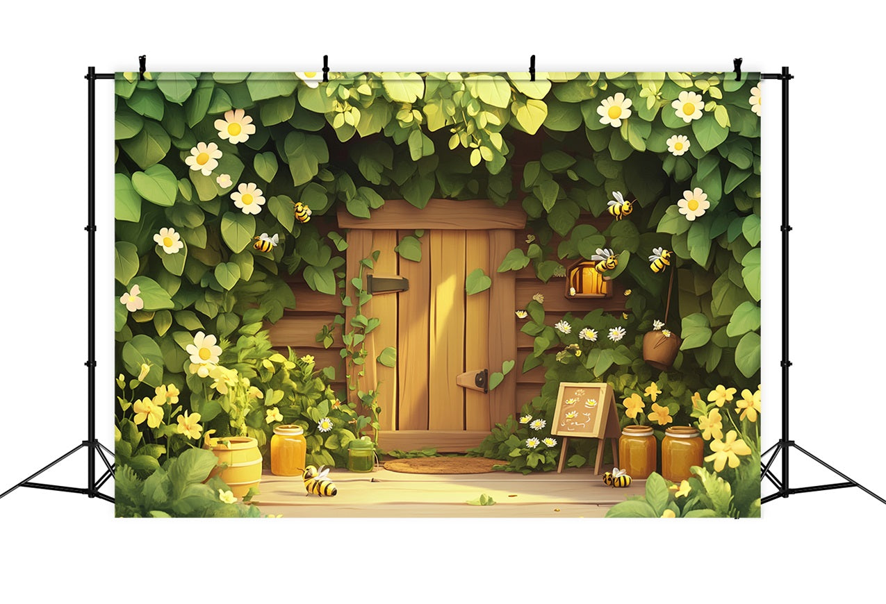 Springtime Backdrops Cottage Door Ivy Daisies Backdrop LXX1-74