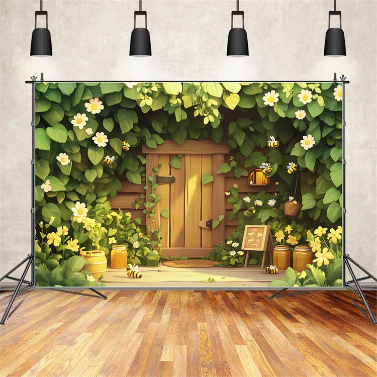 Springtime Backdrops Cottage Door Ivy Daisies Backdrop LXX1-74