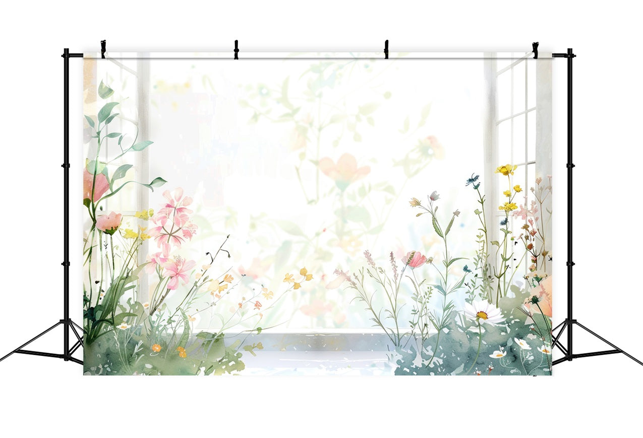 Backdrops For Spring Delicate Flowers Window Backdrop LXX1-76