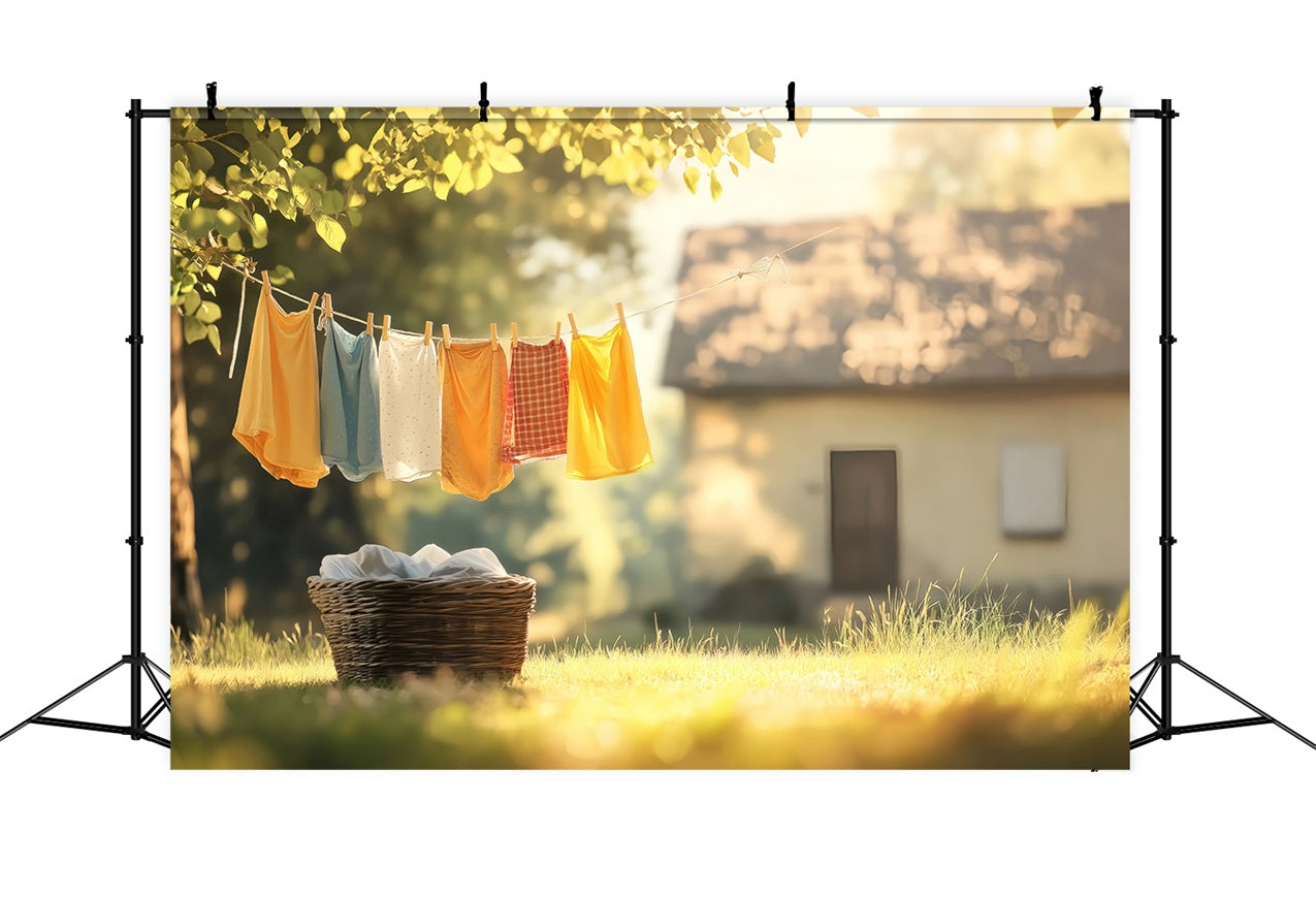 Spring Photoshoot Backdrop Rustic Clothesline Sunlit Meadow Backdrop LXX1-78