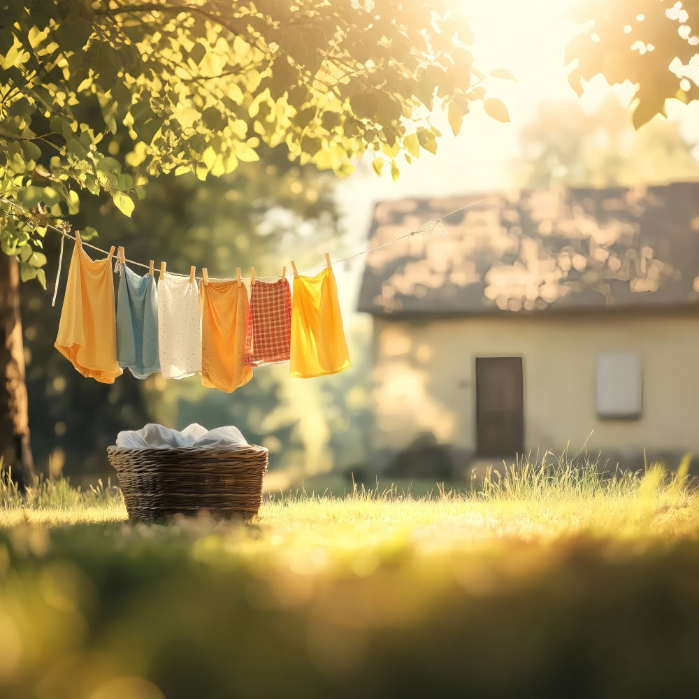 Spring Photoshoot Backdrop Rustic Clothesline Sunlit Meadow Backdrop LXX1-78