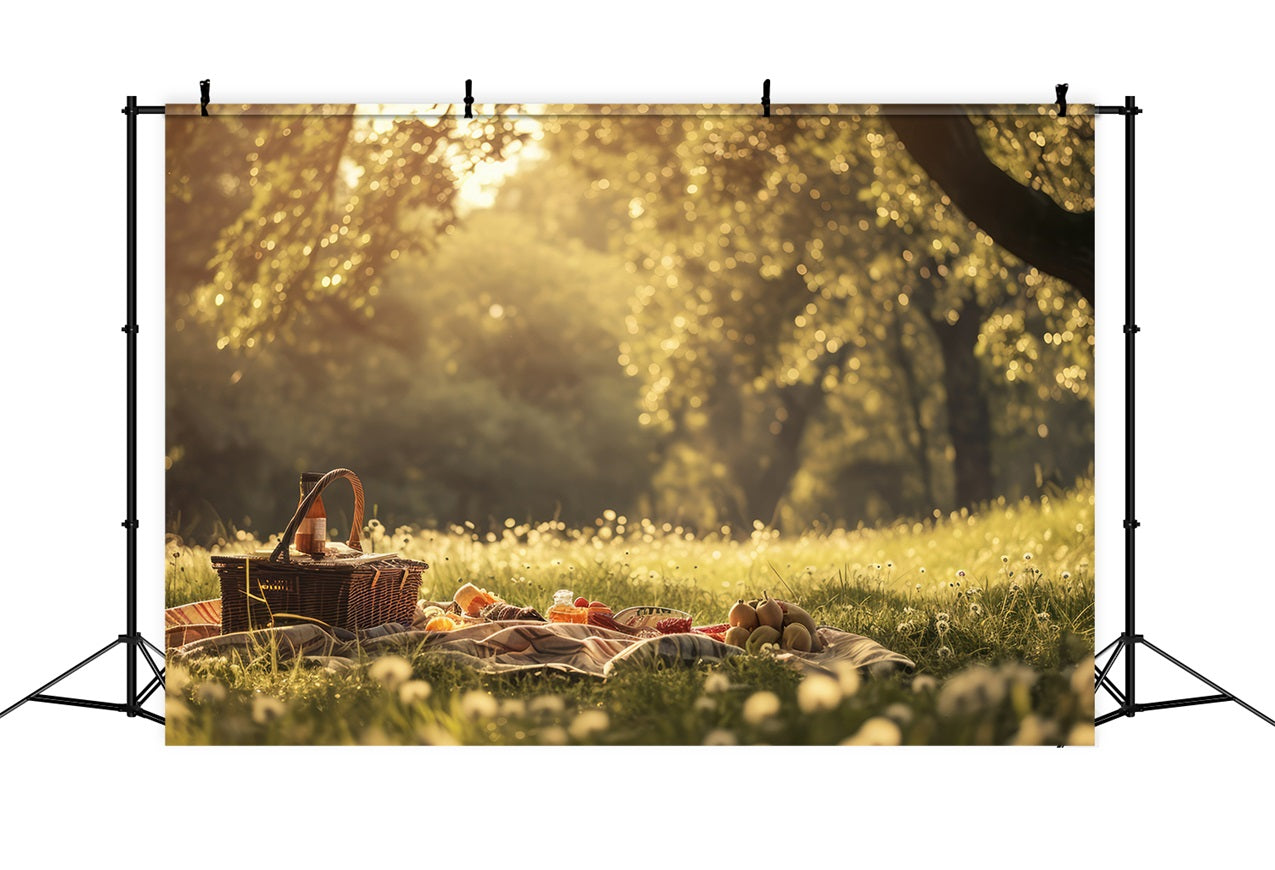 Spring Photo Booth Backdrop Sunny Picnic Scene Grass Backdrop LXX1-79