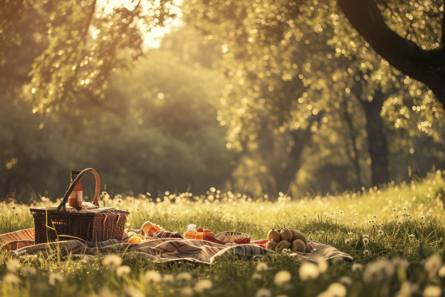 Spring Photo Booth Backdrop Sunny Picnic Scene Grass Backdrop LXX1-79