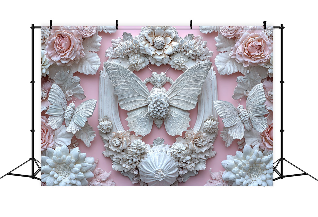 Backdrop Spring White Butterfly Blooming Floral Backdrop LXX1-8