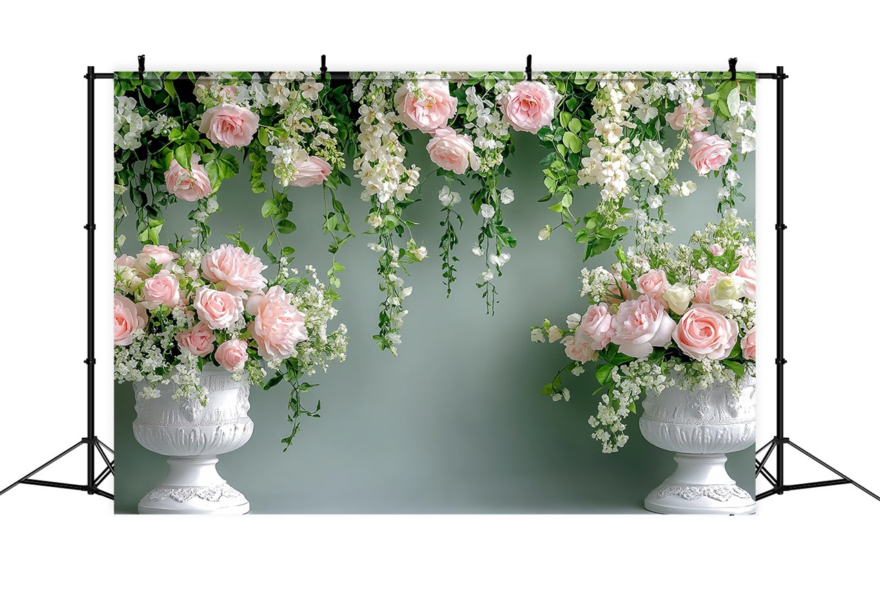 Spring Backdrop Ideas Hanging Floral Urn Decor Backdrop LXX1-9