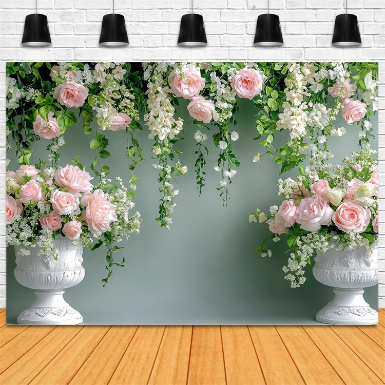 Spring Backdrop Ideas Hanging Floral Urn Decor Backdrop LXX1-9