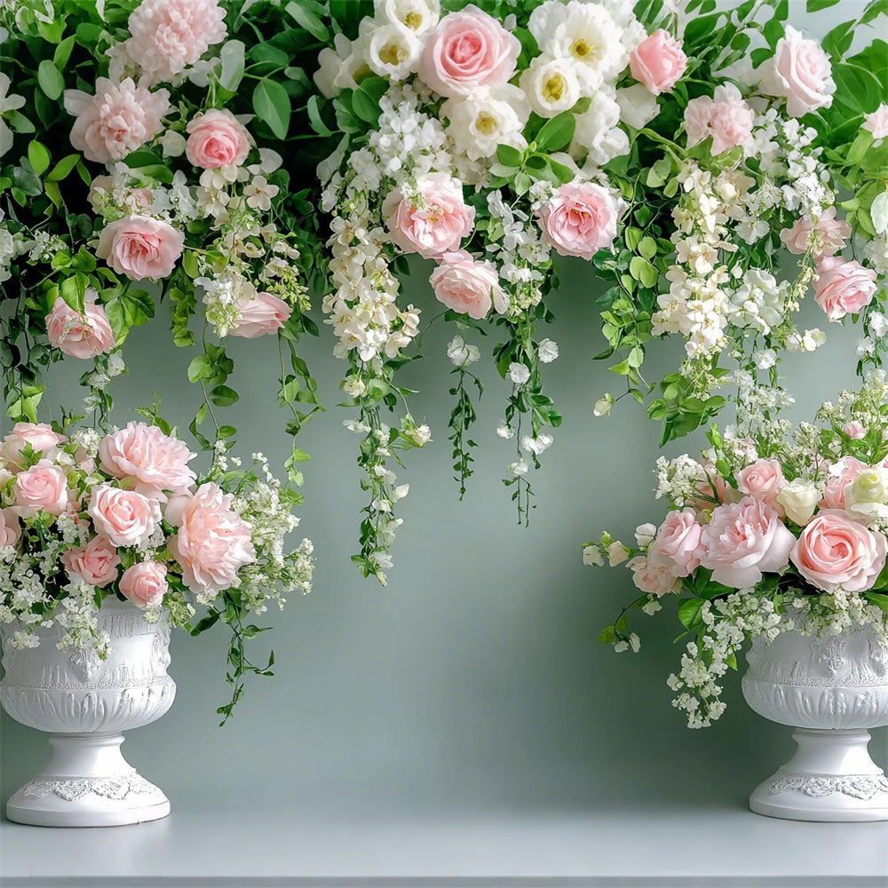 Spring Backdrop Ideas Hanging Floral Urn Decor Backdrop LXX1-9