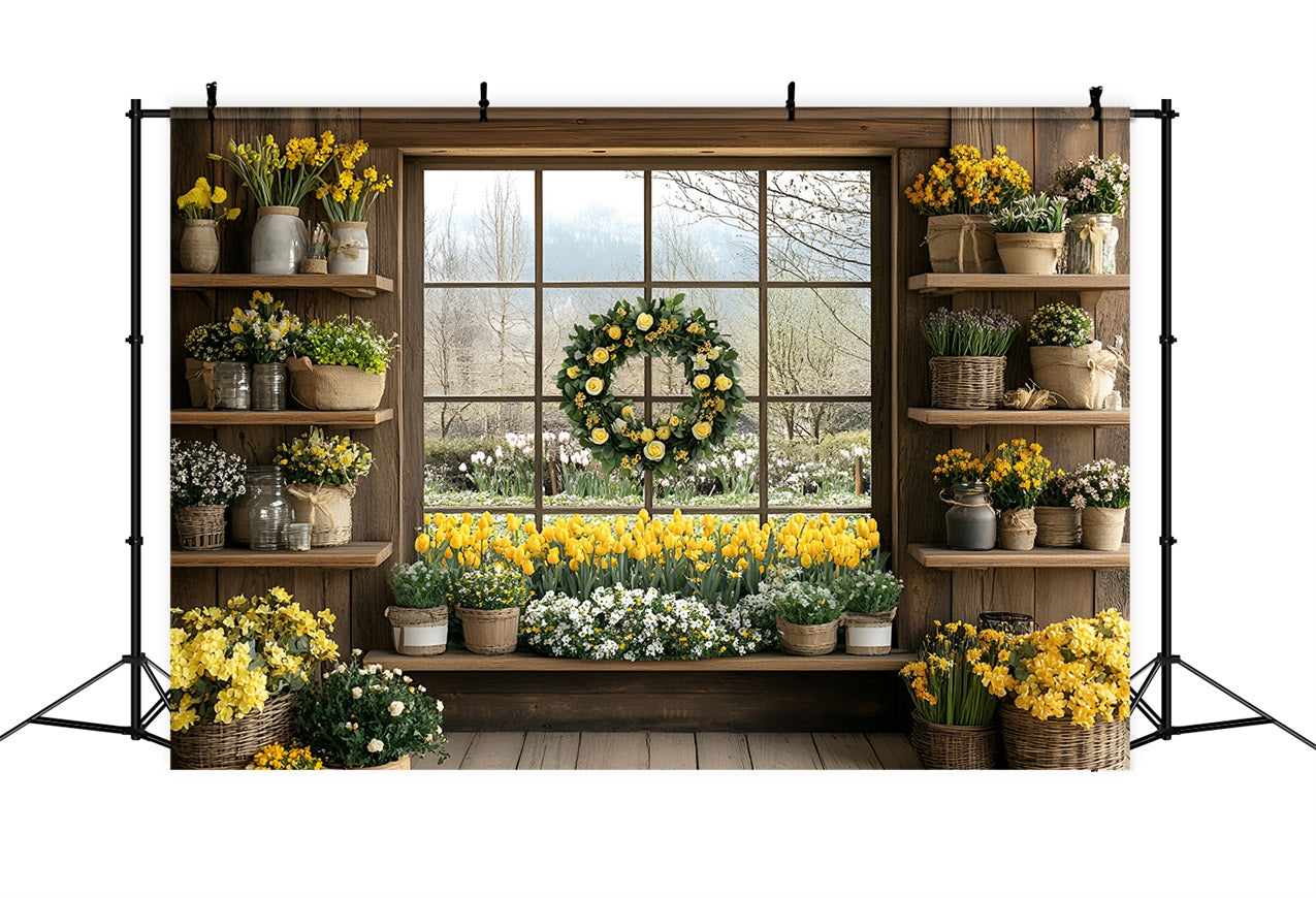 Backdrops For Spring Floral Window Scene Backdrop LXX1-94