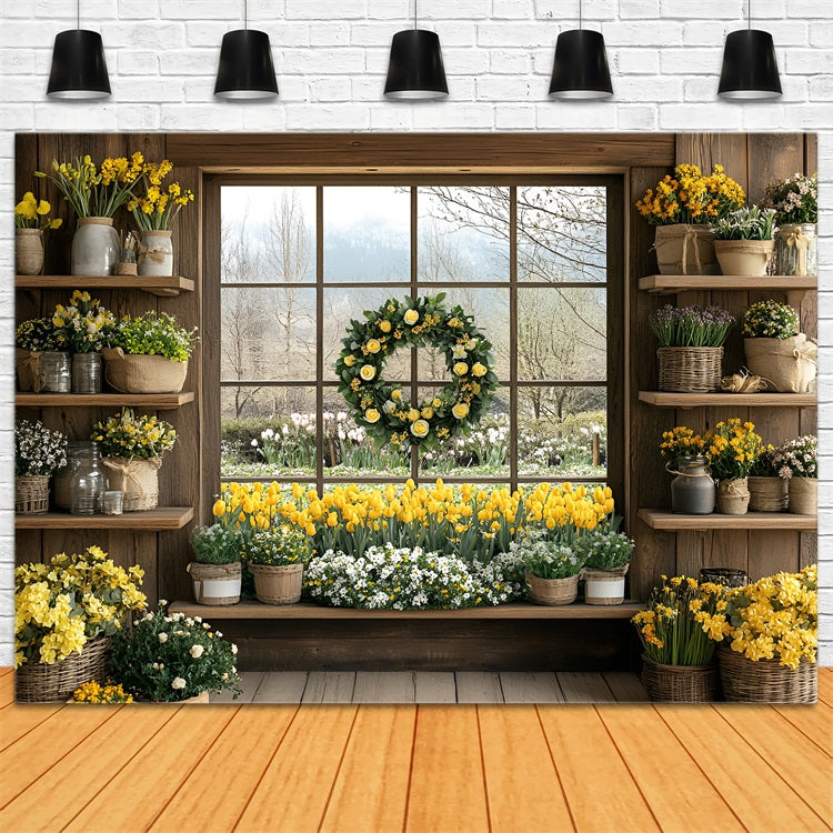 Backdrops For Spring Floral Window Scene Backdrop LXX1-94