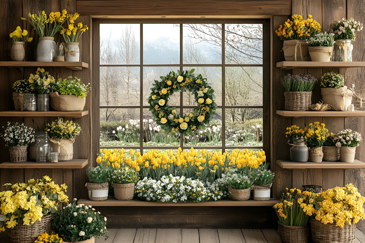 Backdrops For Spring Floral Window Scene Backdrop LXX1-94