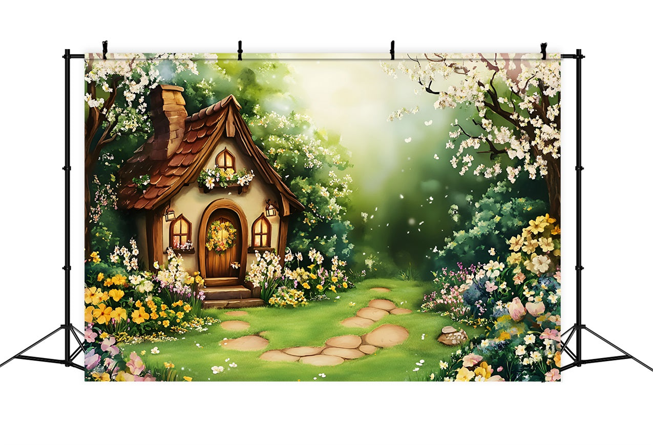 Backdrops Spring Fairy Tale Cottage Garden Backdrop LXX1-95