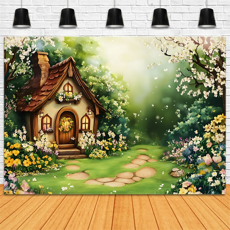 Backdrops Spring Fairy Tale Cottage Garden Backdrop LXX1-95