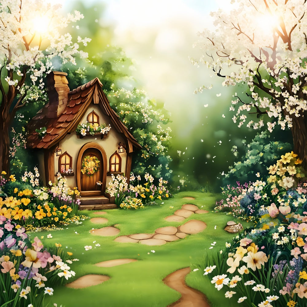 Backdrops Spring Fairy Tale Cottage Garden Backdrop LXX1-95